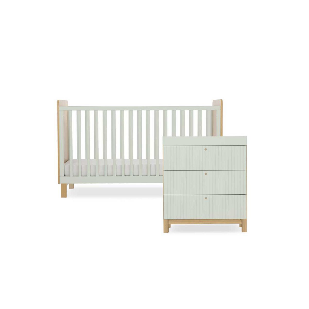 Cuddleco - Nursery Furniture Set - Oak - Green