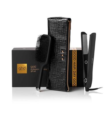 ghd Gold Hair Straightener Festive Gift Set In Black Boots