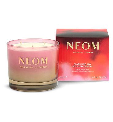 Click to view product details and reviews for Neom Wellbeing Sparkling Joy 3 Wick Candle 420g.