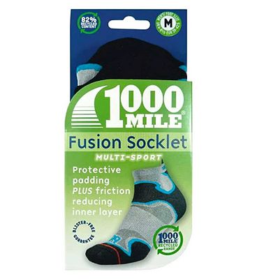 1000 Mile Fusion Running Socks Repreve Silver Kingfisher - Small