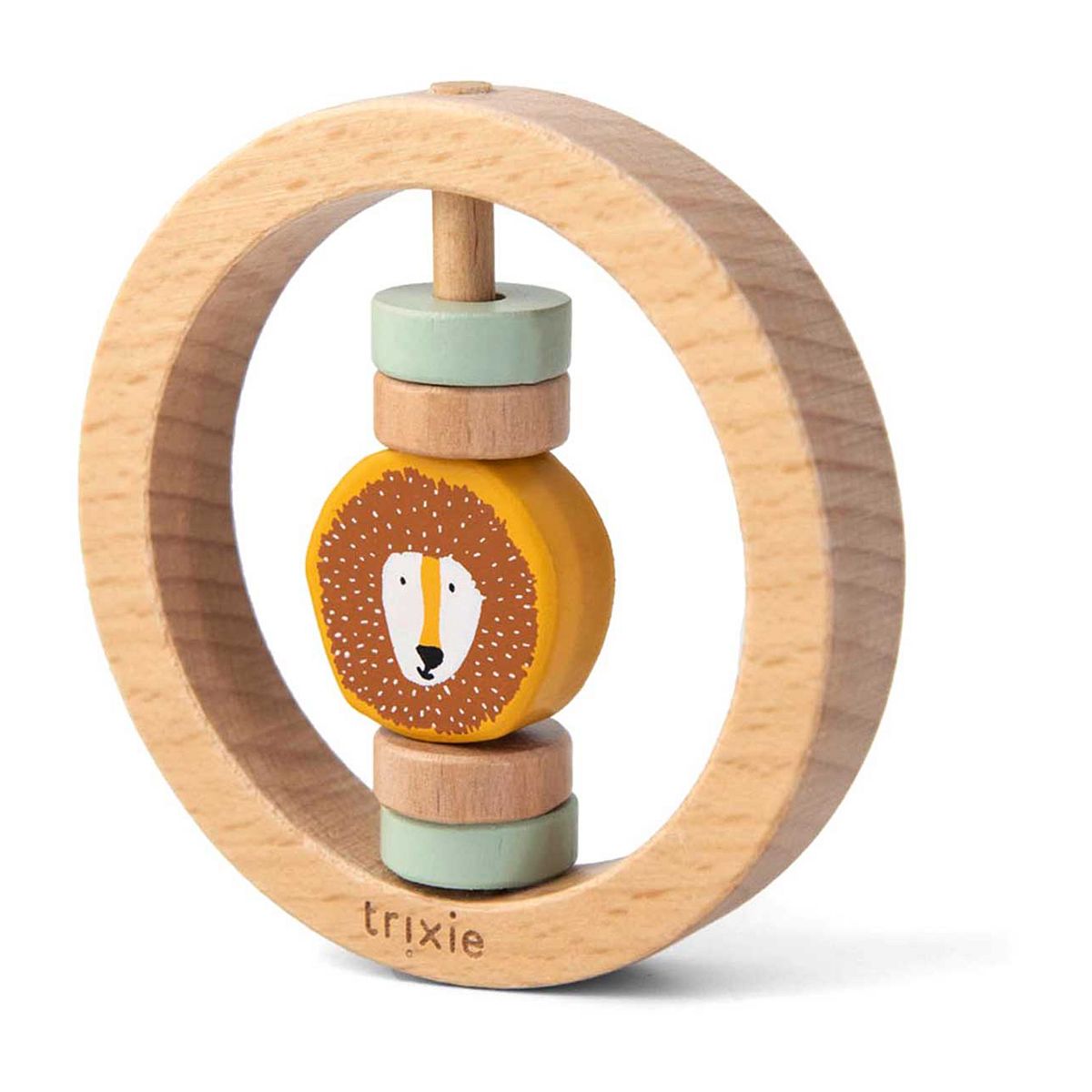Trixie Wooden Round Rattle - Mr. Lion