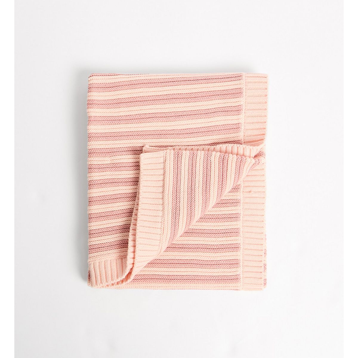 Maybe Baby Pink Stripe Knitted Blanket