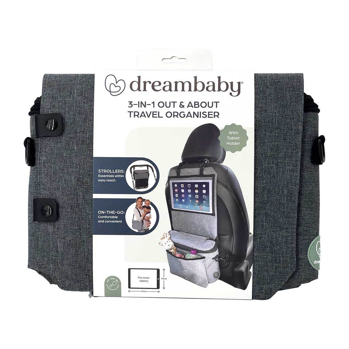 Dreambaby 3 In 1 Stroller Bag, Change Bag + Car Organiser - Grey