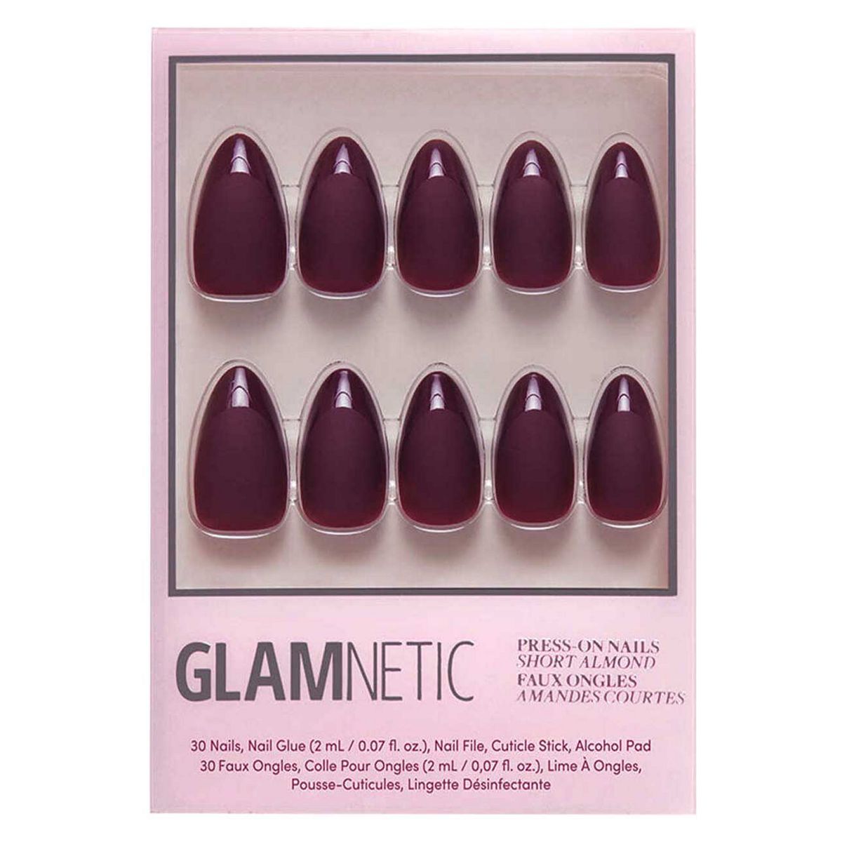 Glamnetic Press On Nail Kit French Merlot 30S