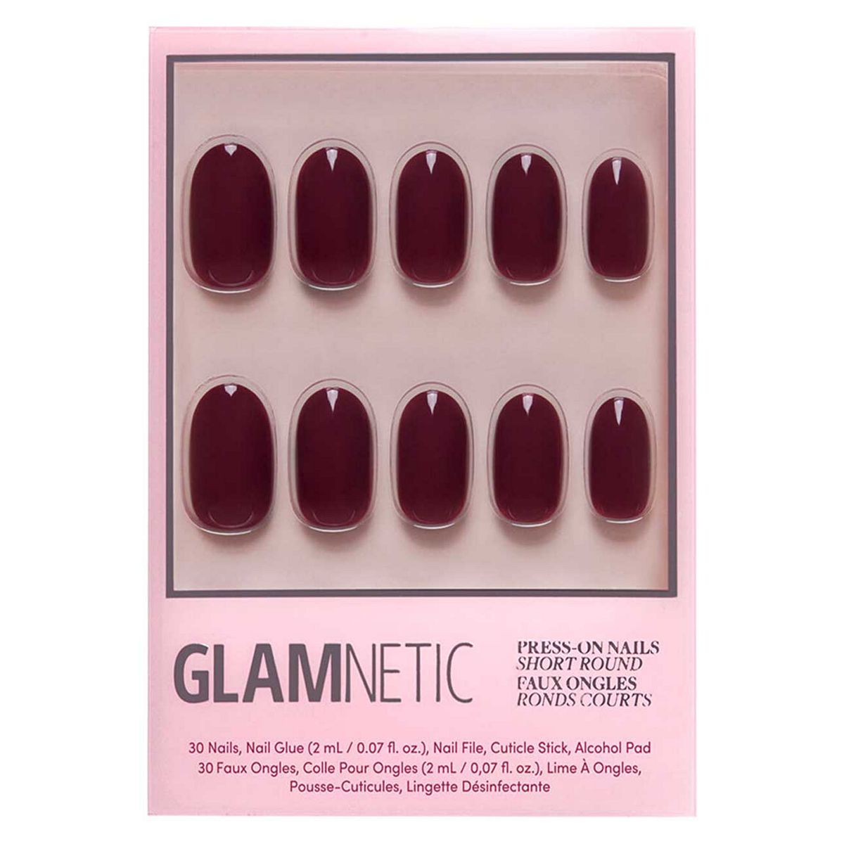 Glamnetic Press On Nail Kit Berry Maroon 30S