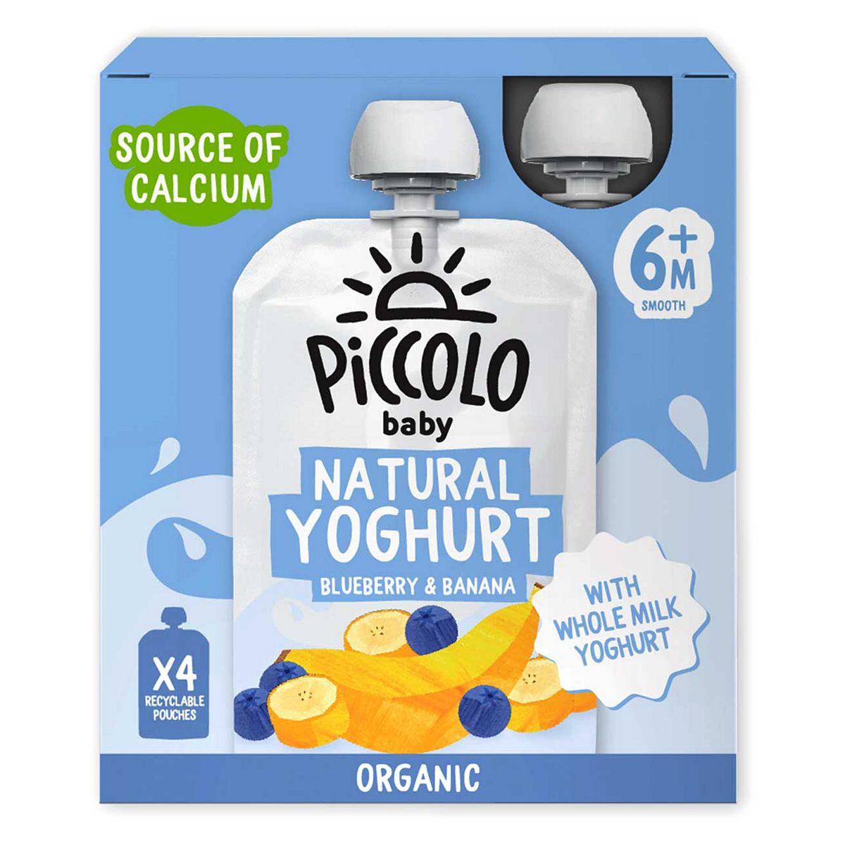 Piccolo Organic Blueberry And Banana Yoghurt Multipack 100G 4S