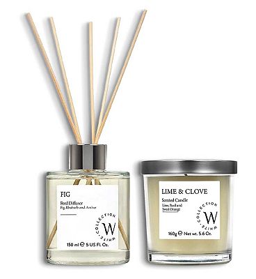 The White Collection Clove Candle and Fig Diffuser Bundle
