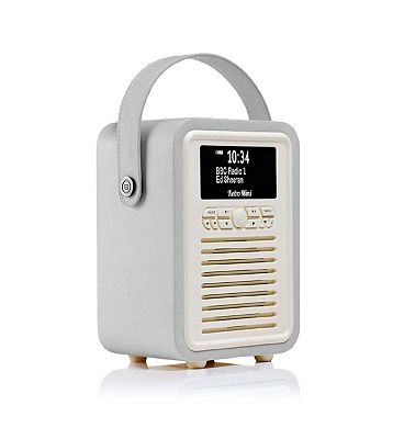 VQ Retro Mini DAB Radio Light Grey