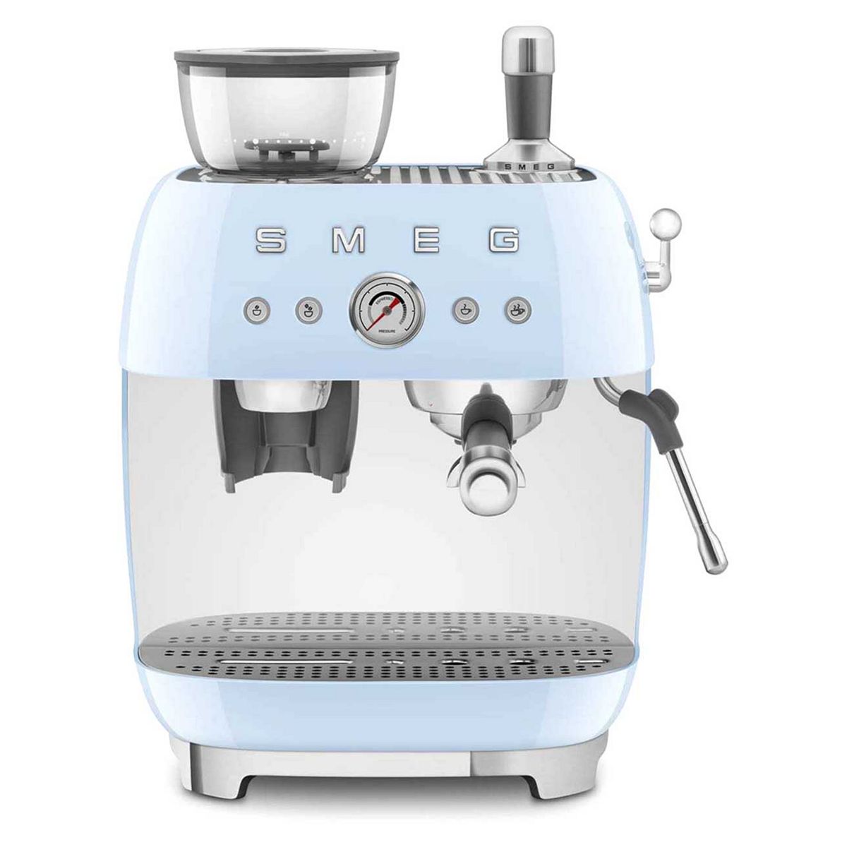 Smeg Espresso Coffee Machine With Grinder In Pastel Blue