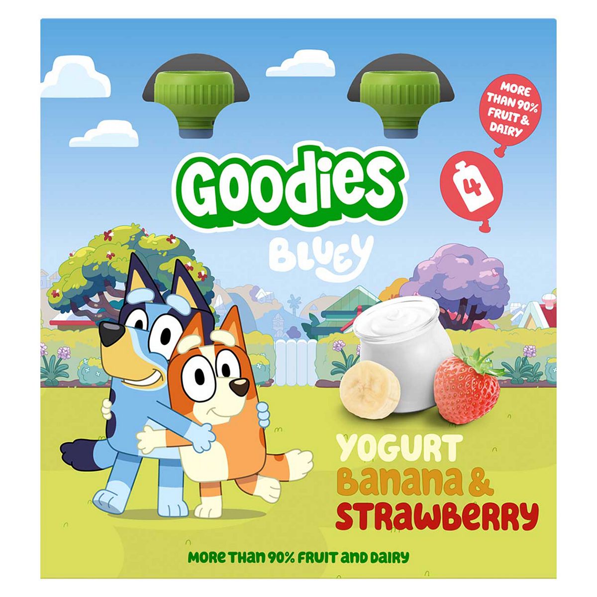 Organix Goodies Bluey Kids Snack Banana And Strawberry Yoghurt Pouch Multipack 100G 4S