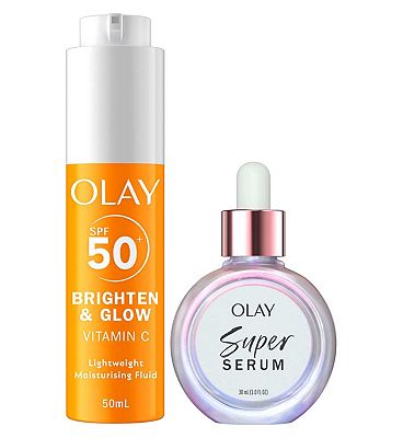 Olay Vitamin C Brighten & Glow 3in1 Moisturiser Face Fluid SPF50 & Super Serum Bundle
