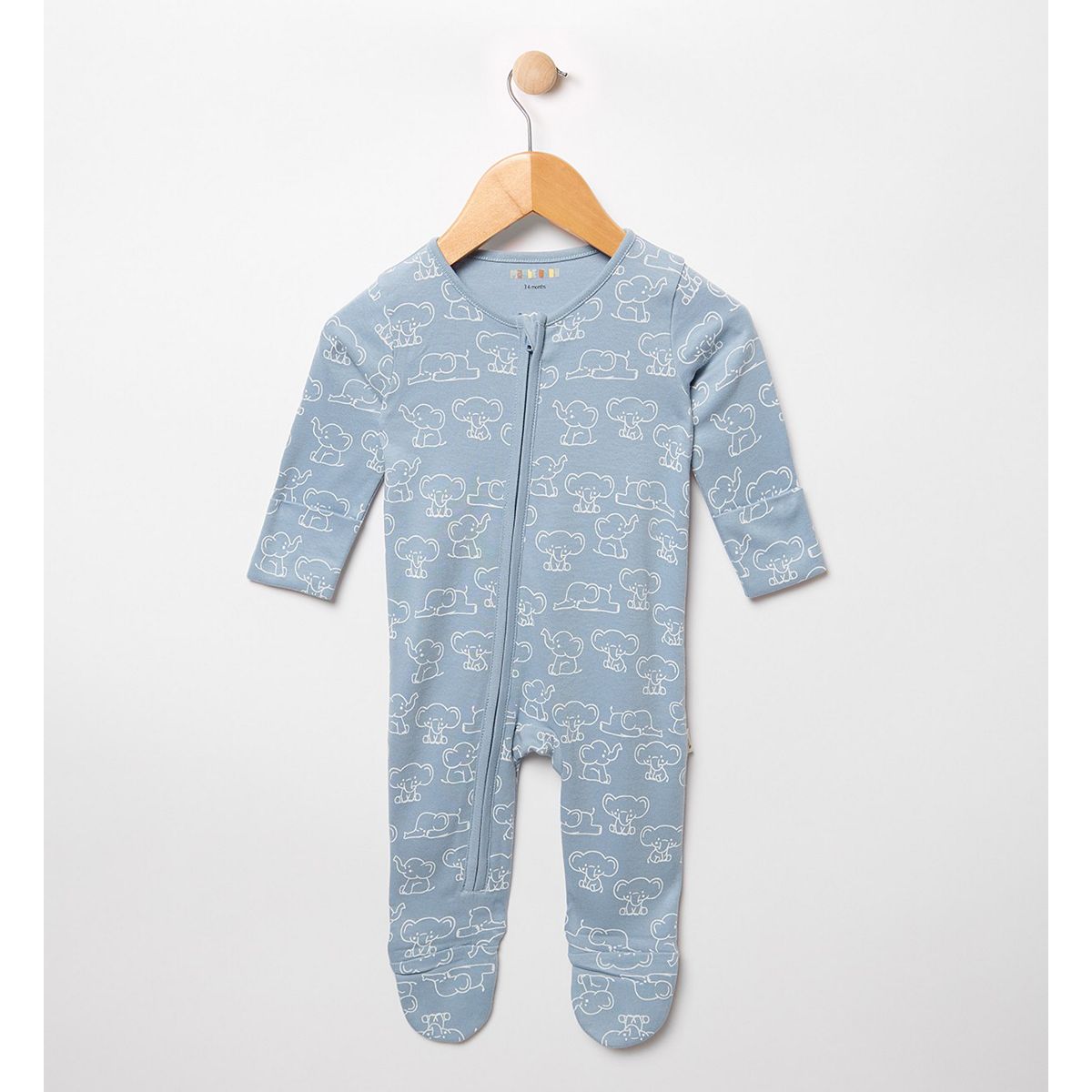 Maybe Baby Interlock Elephant Print Sleepsuit Multicolor