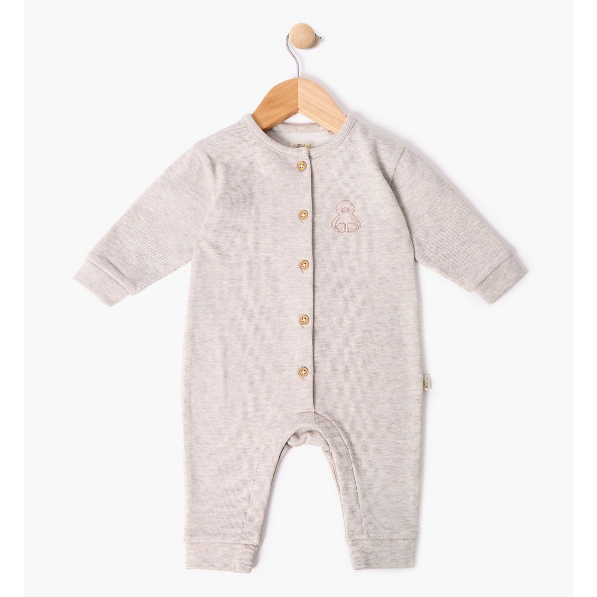 Maybe Baby Cream Snit Romper With Duck Embroidery Up To 7.5 Lbs Multicolor