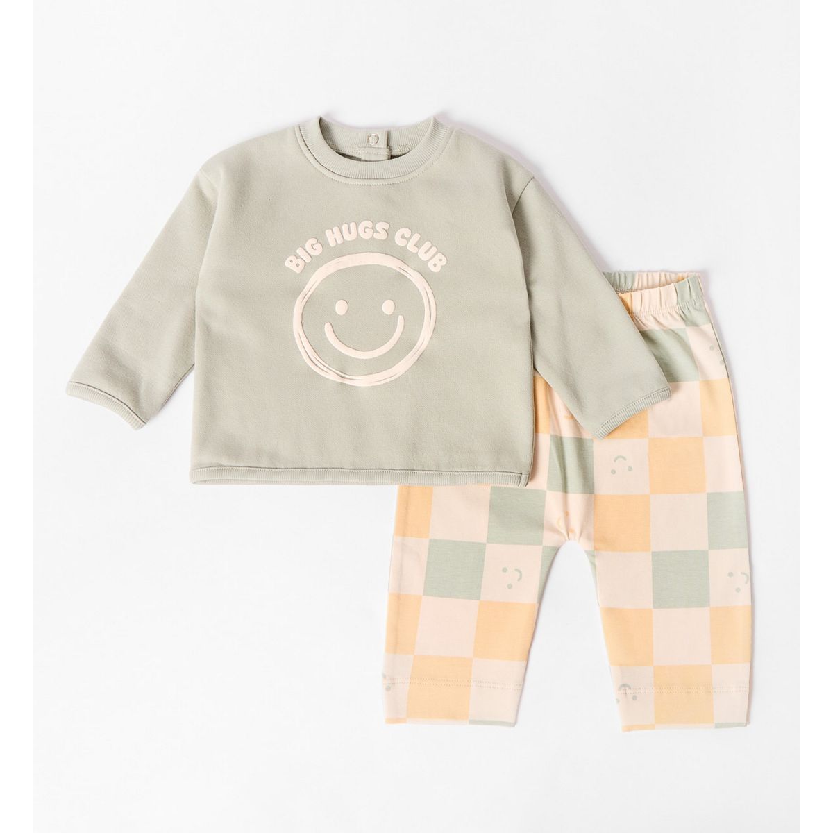 Maybe Baby Sweat And Checkerboard Print Bottom, 18 - 24 Months Multicolor