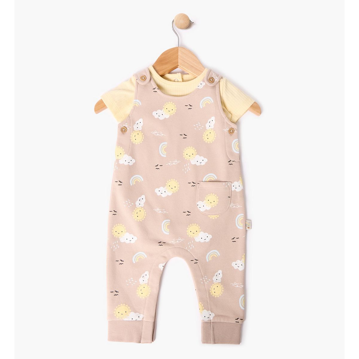 Maybe Baby Short Sleeve Unisex Bodysuit With Sweat Dungaree 3-6 Months, 3 - 6 Months Multicolor