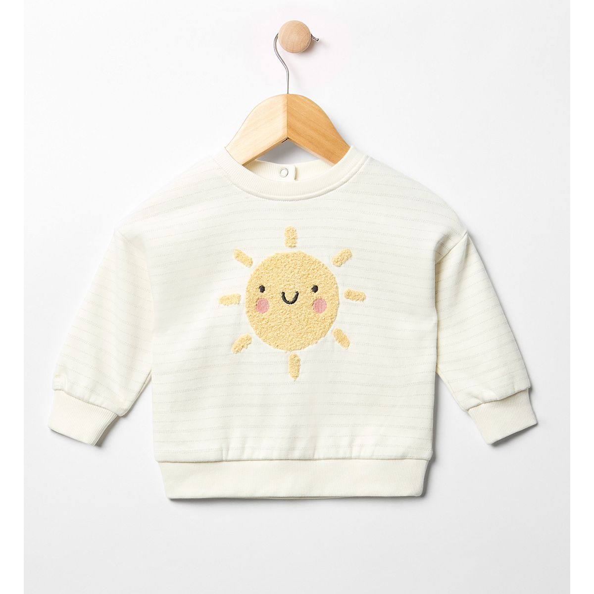 Maybe Baby Stripe Sweat With Boucle Embroidery 0-3 Months, 0 - 3 Months Multicolor
