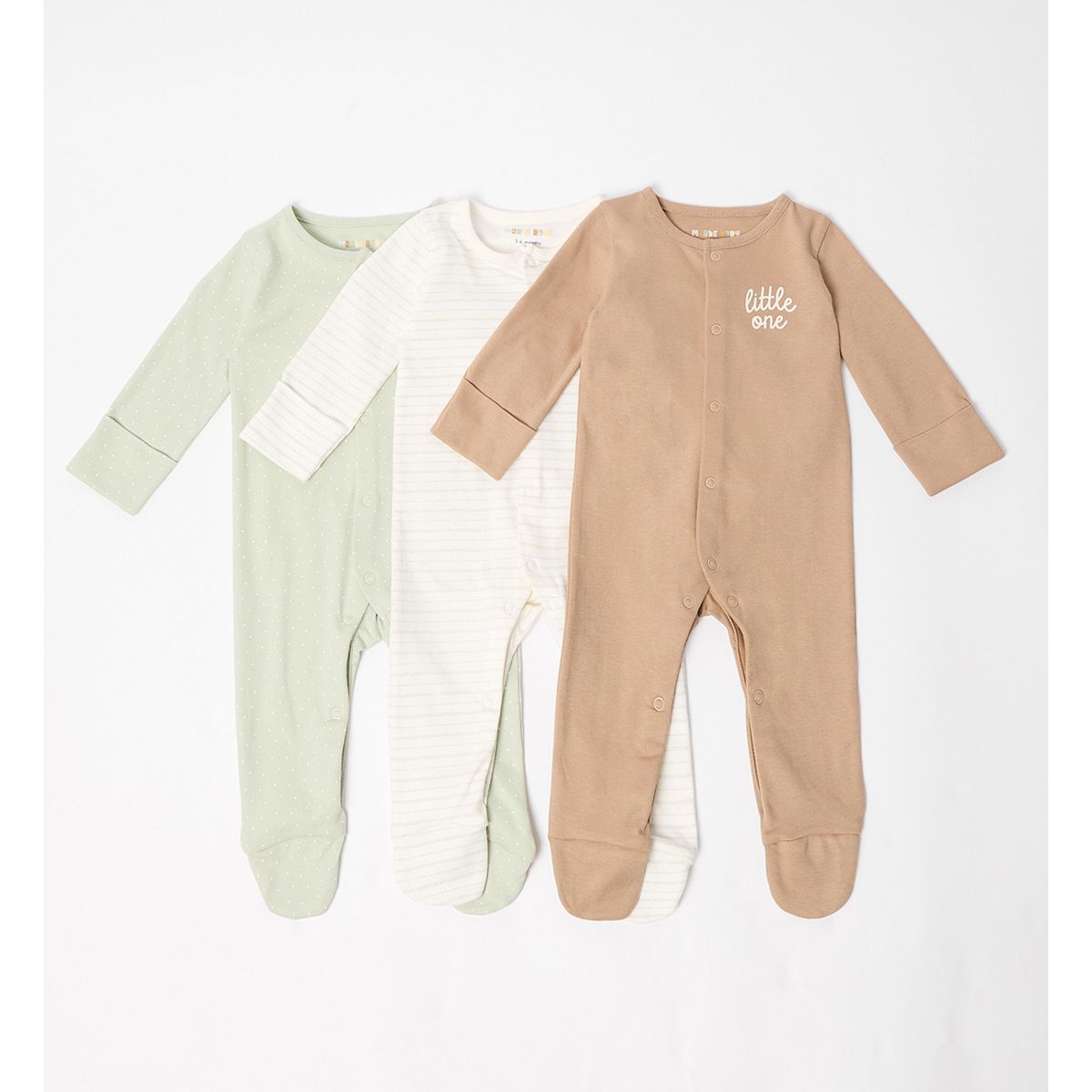 Maybe Baby 3 Pack Green And Brown Sleepsuits 0-3 Months, 0 - Months Multicolor