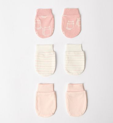 Maybe Baby 3 Pack Pink Scratch Mittens