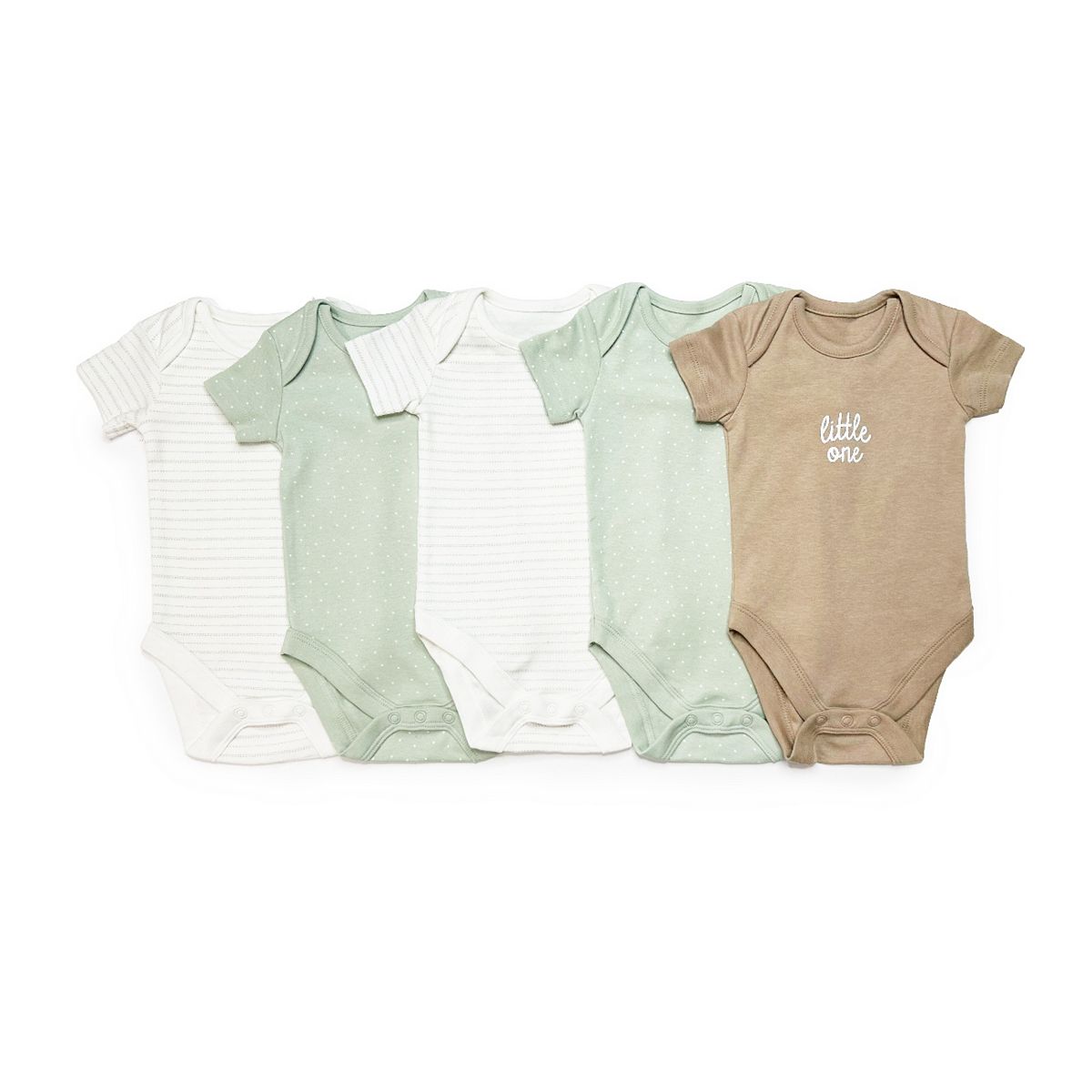 Maybe Baby Green And Brown 5 Pack Bodysuit Up To 7.5 Lbs Multicolor