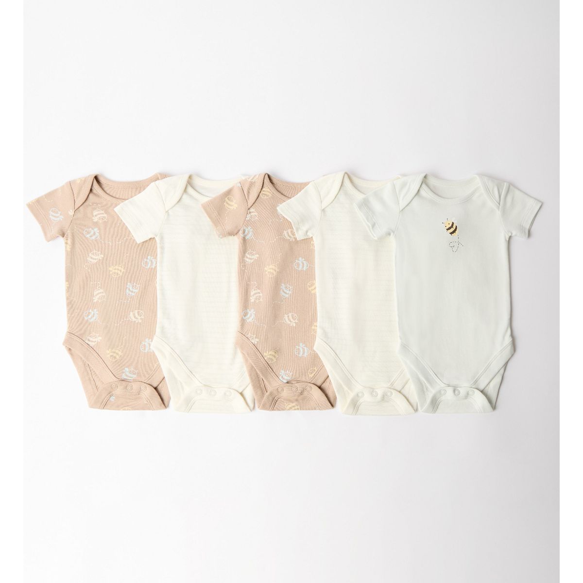 Maybe Baby Brown And Grey Set With Soft Bee Print Bodysuit Up To 7.5 Lbs Multicolor