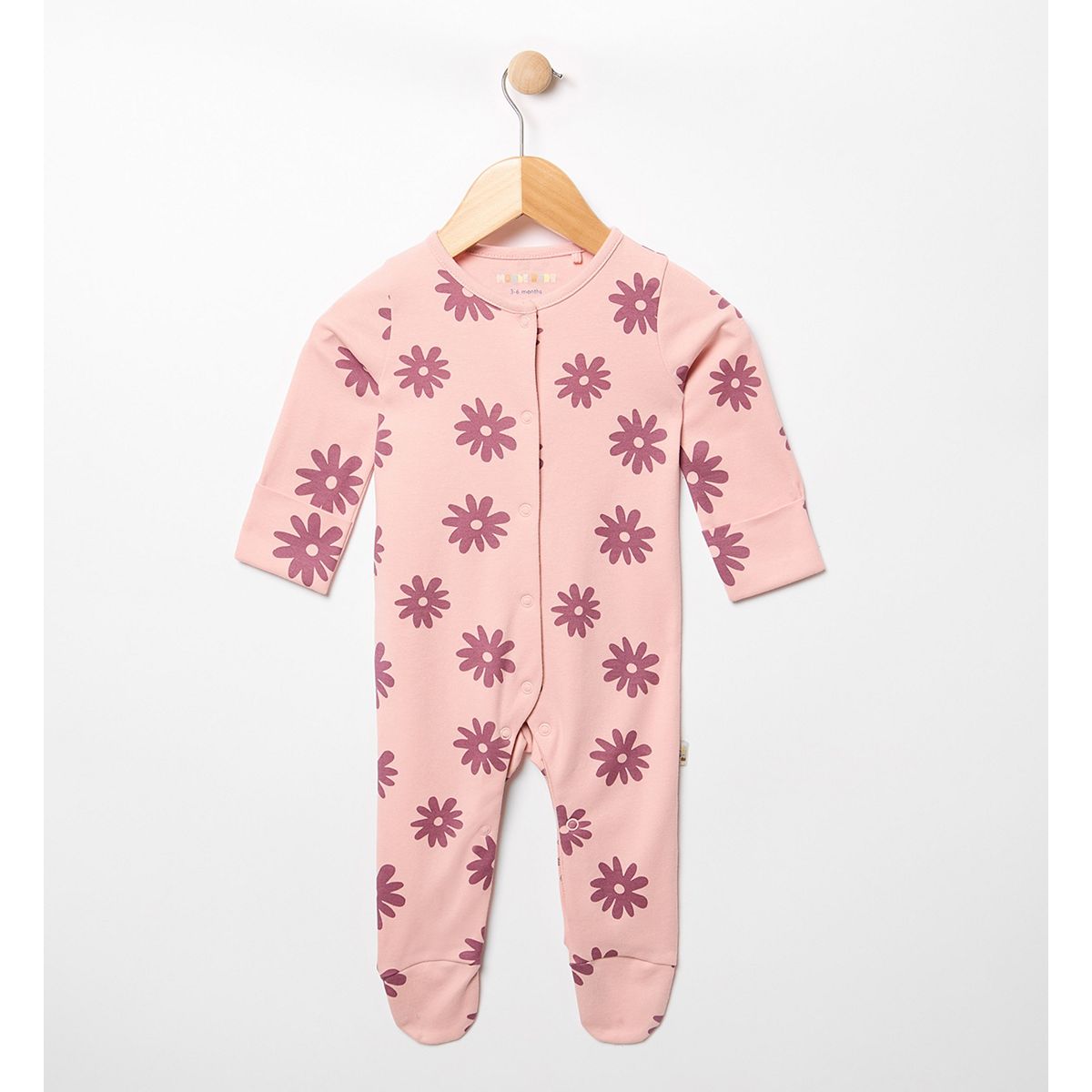 Maybe Baby Pink Floral Sleepsuit 0-3 Months, 0 - 3 Months Multicolor