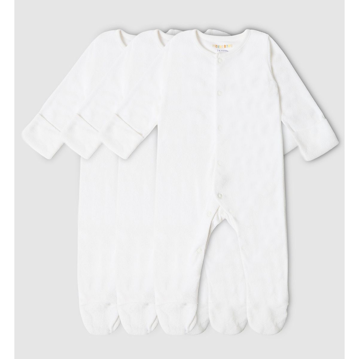Maybe Baby 3 Pack Terry Towel Sleepsuits 0-3 Months, 0 - Months Multicolor