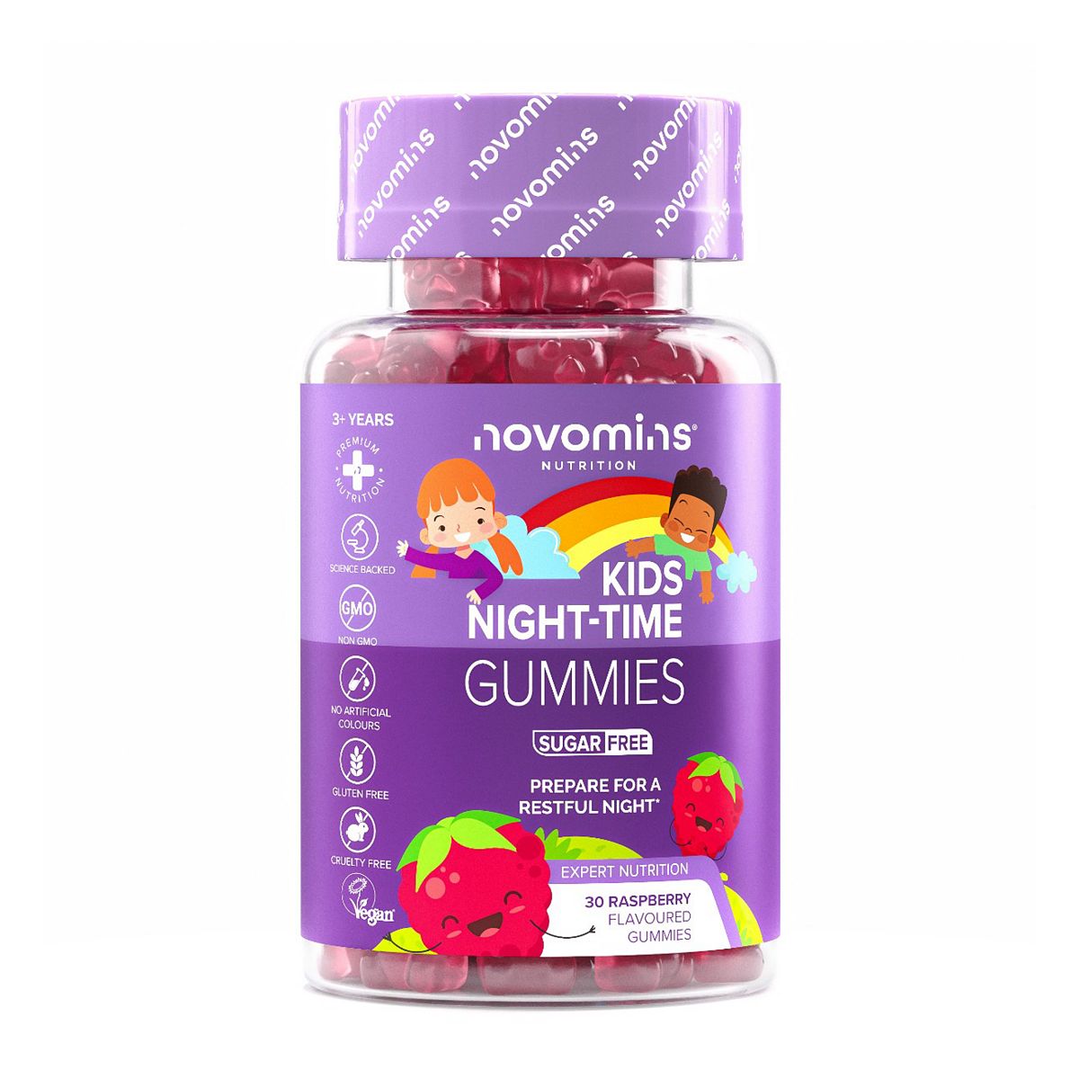 Novomins Kids Night Time Gummies Raspberry Flavour 30