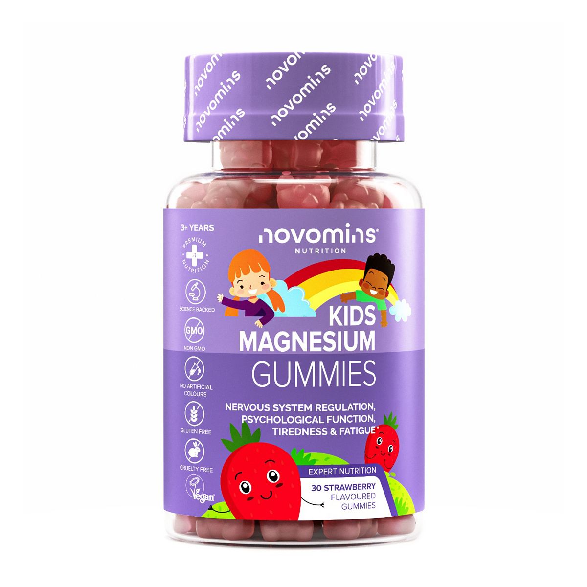 Novomins Kids Magnesium Strawberry Flavoured Gummies 30