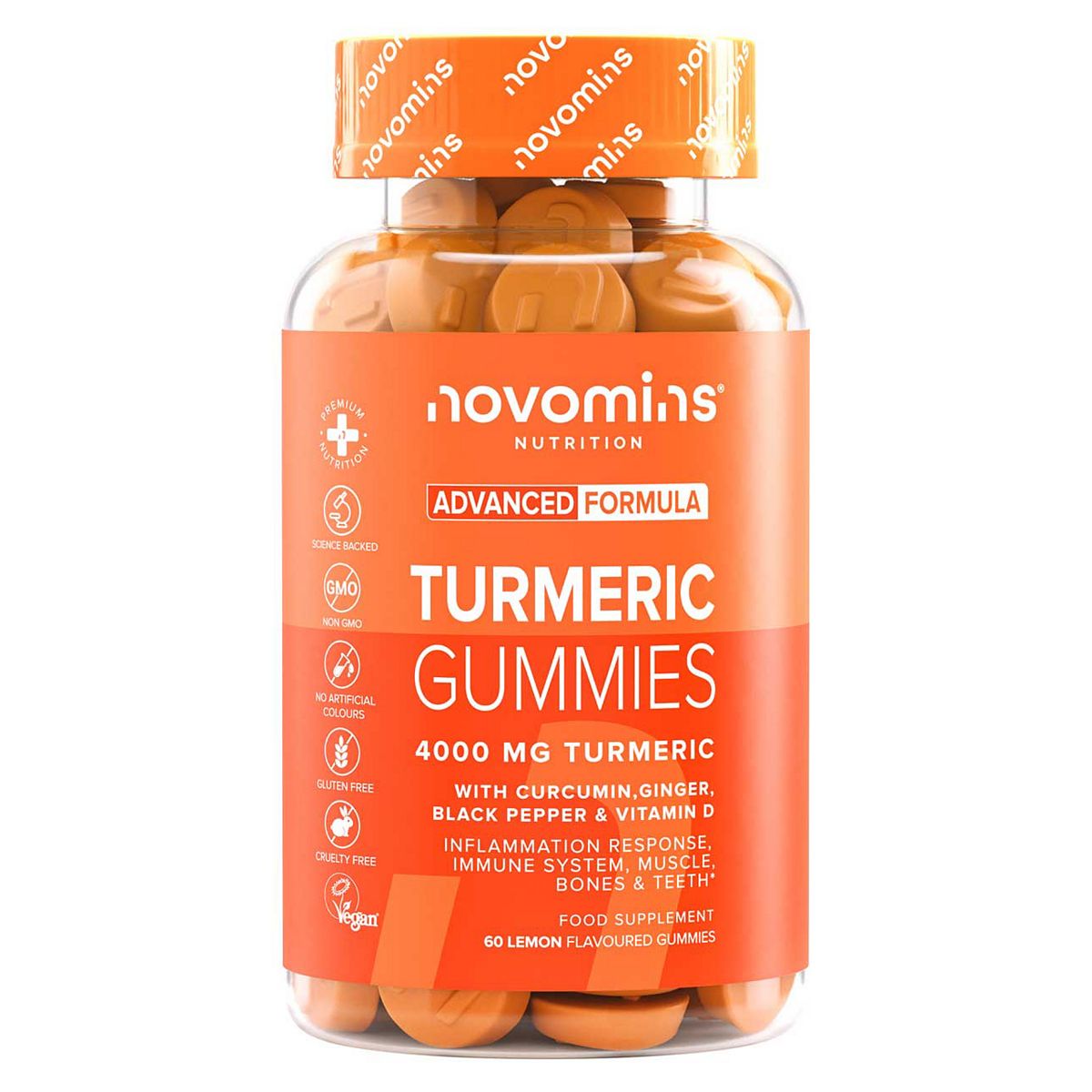 Novomins Turmeric Lemon Flavoured Gummies 60