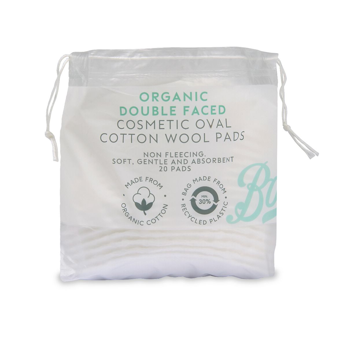 Boots Organic Double Faced Cosmetic Cotton Wool Oval Pads 20 Pack