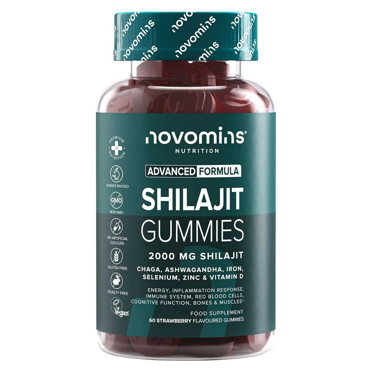 Novomins Shilajit Strawberry Flavoured Gummies 60