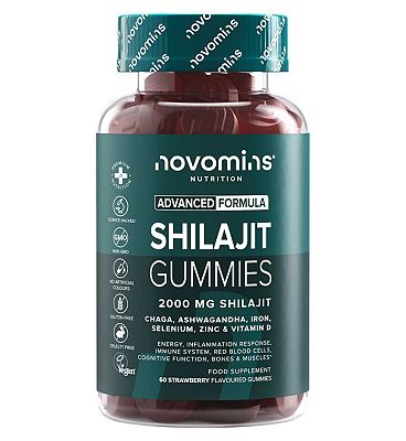 Click to view product details and reviews for Novomins Shilajit Strawberry Flavoured Gummies 60s.