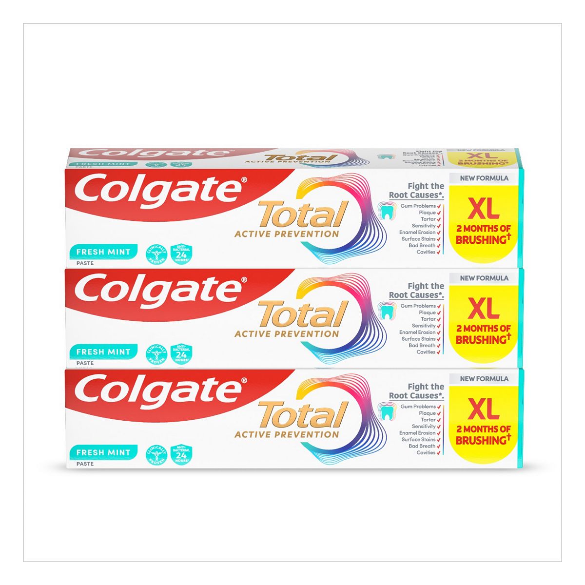 Colgate Total Active Prevention Fresh Mint Toothpaste 125Ml X 3 Bundle