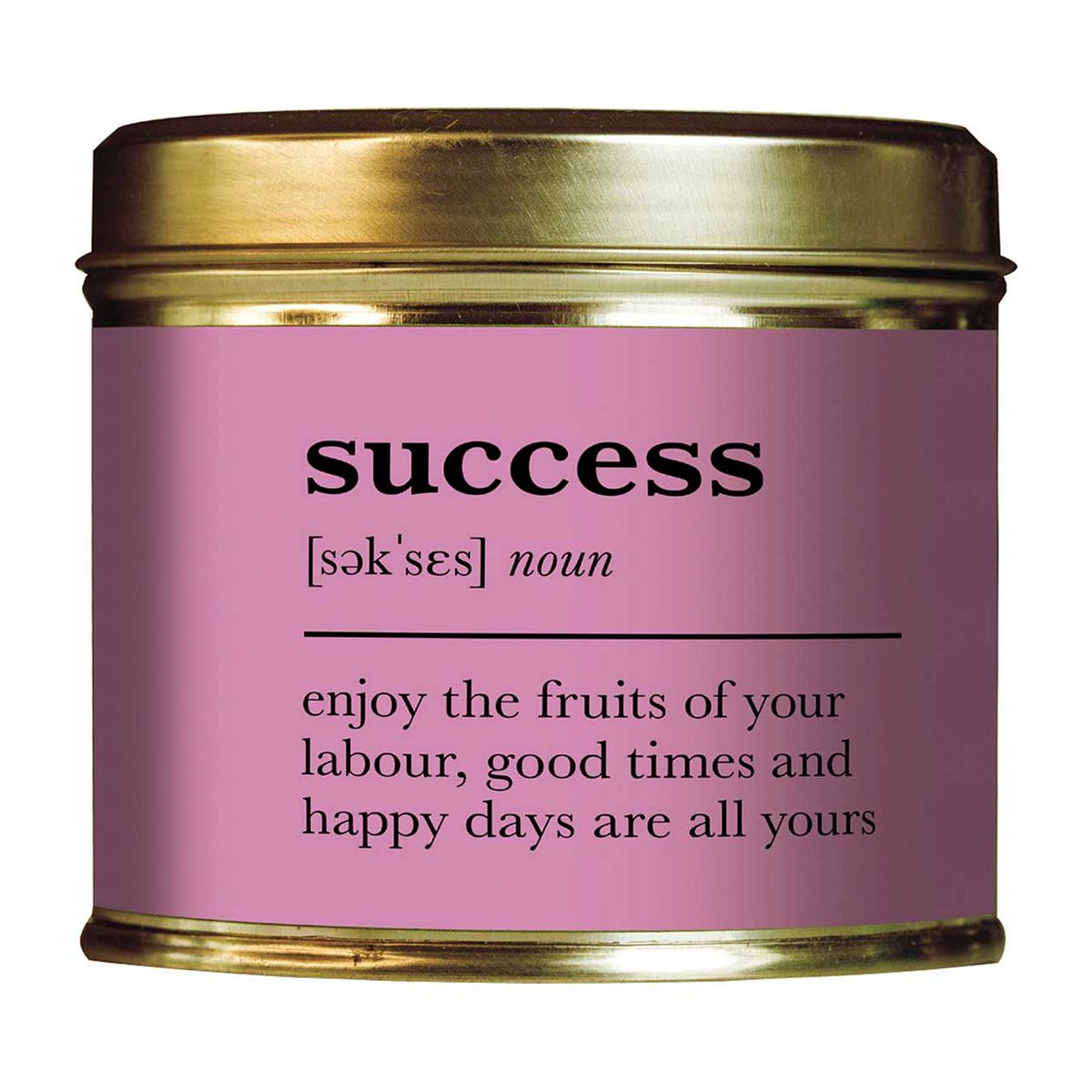 Shearer Candles Success, Enjoy The Fruits Of Your Labour, Good Times And Happy Days Are All Yours Tin Candle 204G