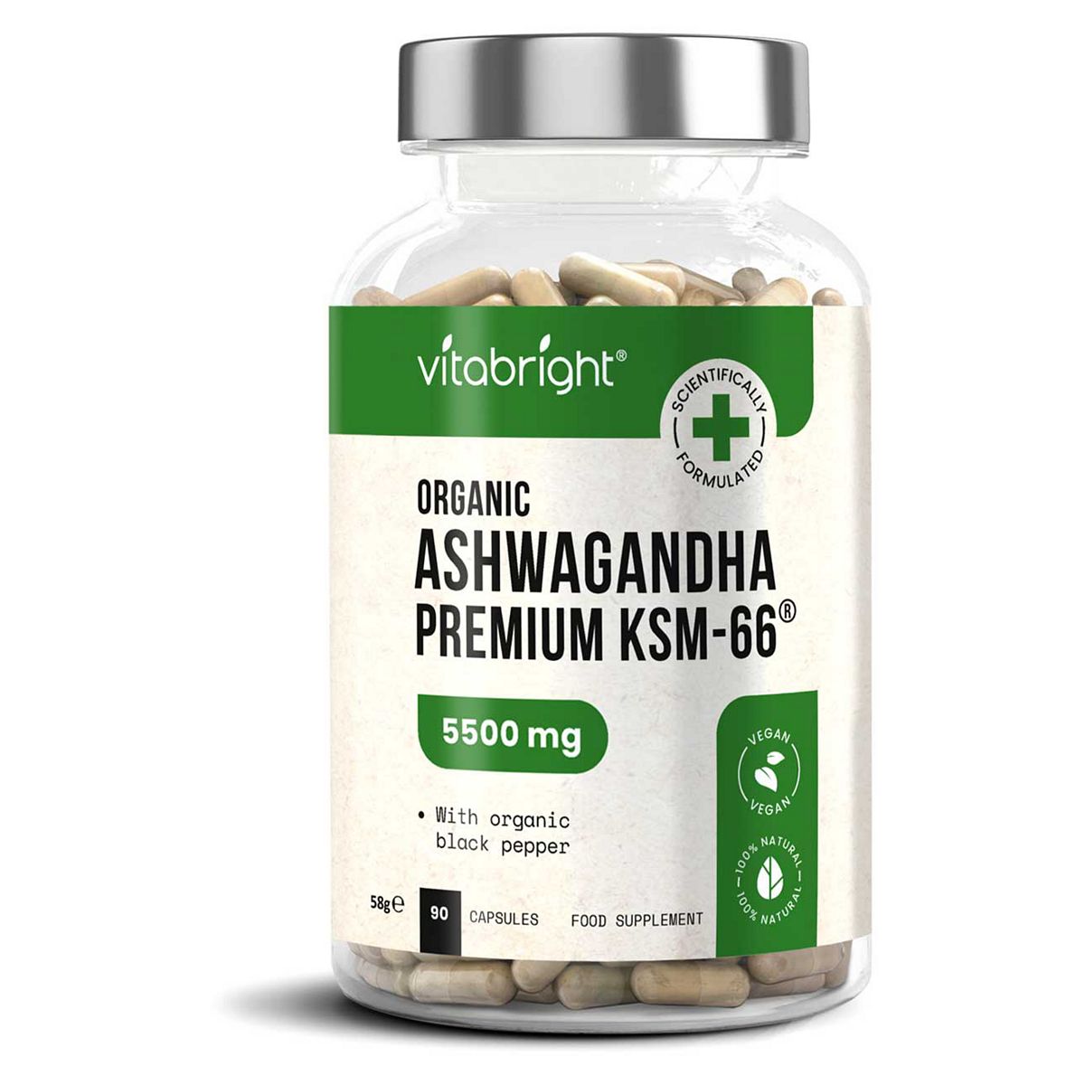 Vitabright Ashwagandha Ksm-66 5500Mg - 90 Capsules (3 Month Supply)