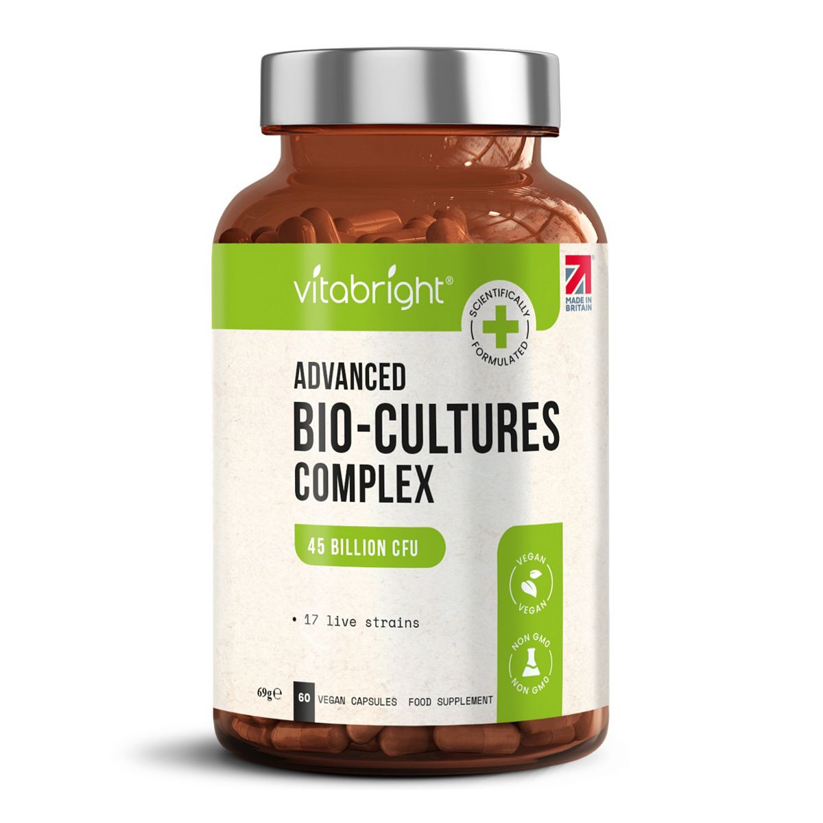 VitaBright Bio Cultures Probiotic Capsules 1 Month Supply 60S