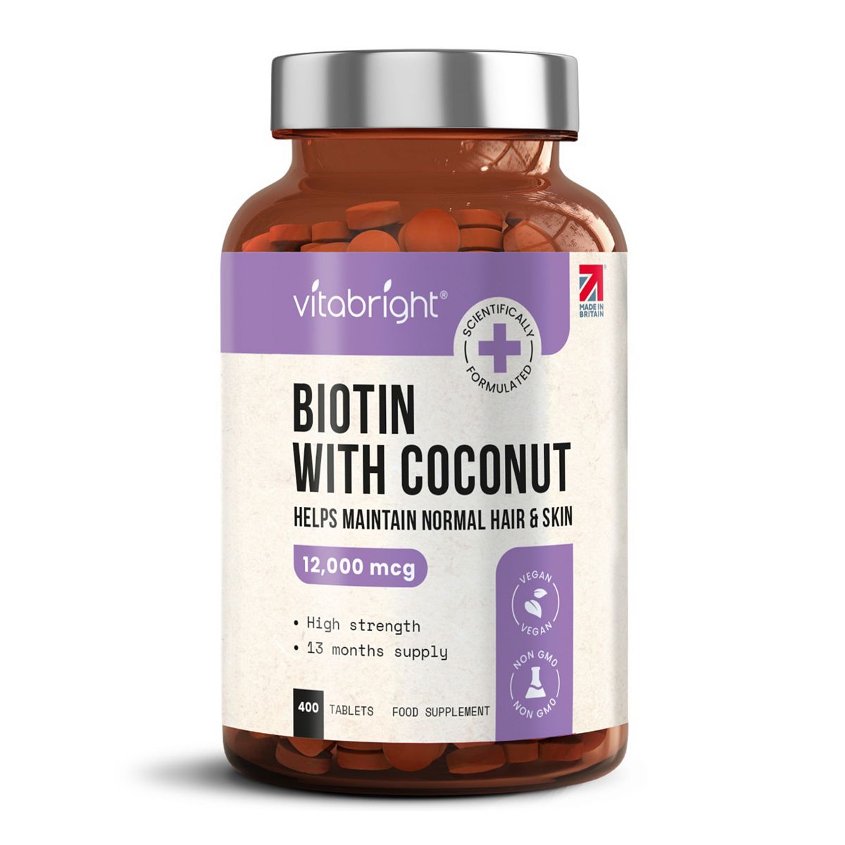 VitaBright Biotin & Coconut 12,000Mcg Tablets 13 Month Supply 400S