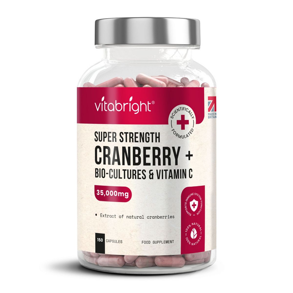 Vitabright Cranberry Bio Cultures & Vitamin C Capsules 75 Day Supply 150S