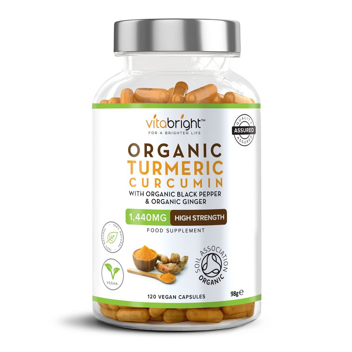 VitaBright Turmeric Curcumin & Ginger Capsules 2 Month Supply 120S