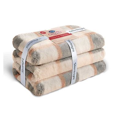 Silentnight Snugsie Faux Fur Blanket - Natural Check