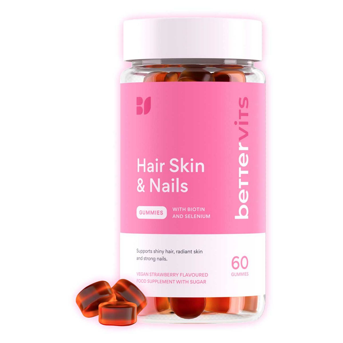 Bettervits Hair Skin And Nails Gummies With Biotin Selenium - 60
