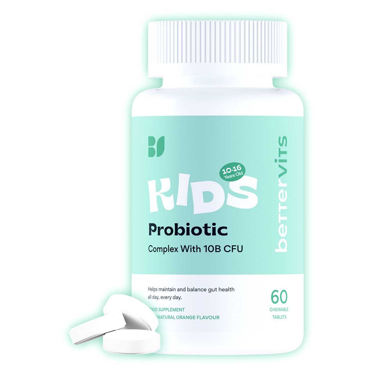 Bettervits Kids Probiotic Chewable Orange Flavoured Tablets With 10B Cfu - 60