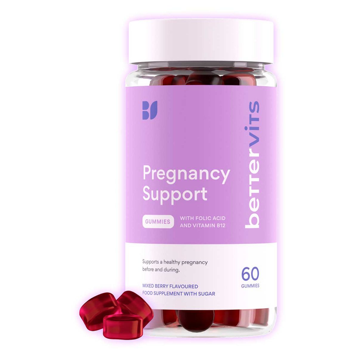 Bettervits Pregnancy Support Gummies With Folic Acid And Vitamin B12 - 60
