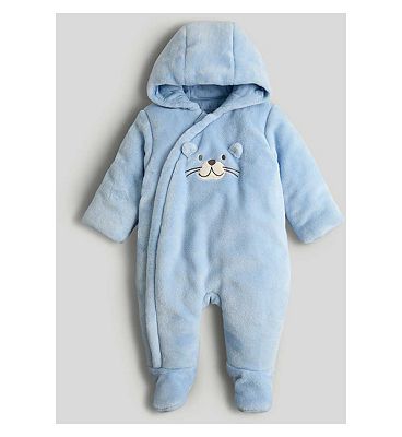 Blue Fluffy Pramsuit 1-3 Months
