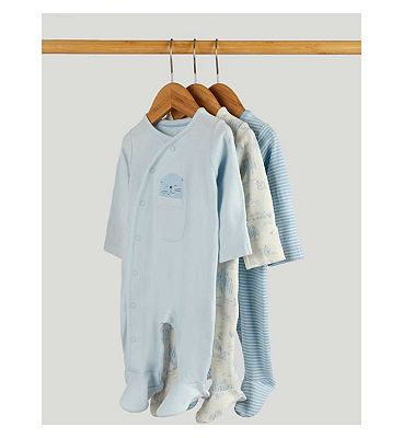 3 Pack Blue All-in-Ones 3-6 Months