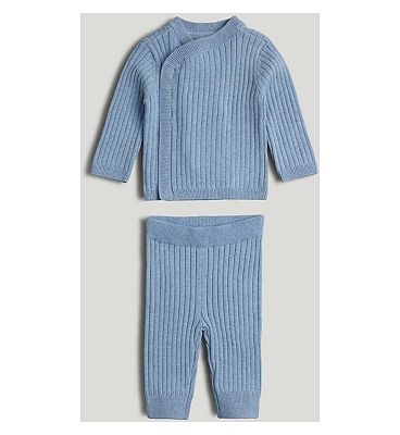 Blue Knitted Top and Leggings Outfit 1-3 Months