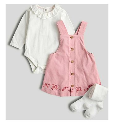 Pink Cord Pinny 3-Piece Outfit 6-9 Months