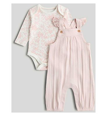 Pink Dungarees and Bodysuit Outfit 1-3 Months