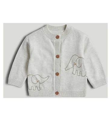 Grey Elephant Knitted Cardigan Up to 10lbs
