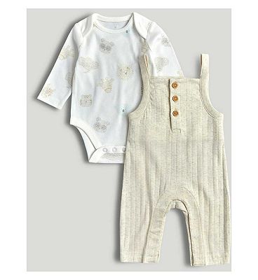Grey Dungarees and Bodysuit Outfit Up to 10lbs